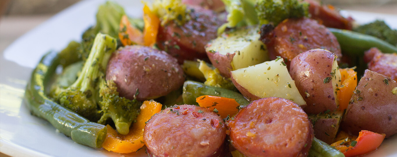 bar-s fast and easy one pan sausage and veggie dinner recipe