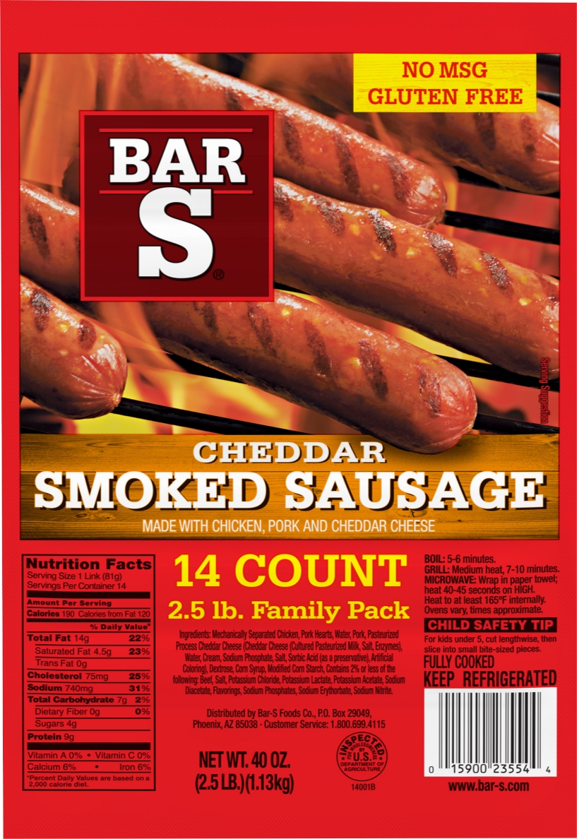 Bar-S Cheddar Smoked Sausage 2.5 lb. Family Pack