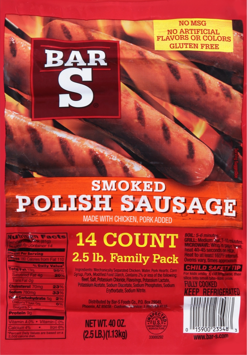 Bar-S Smoked Polish Sausage 2.5 lb Family Pack