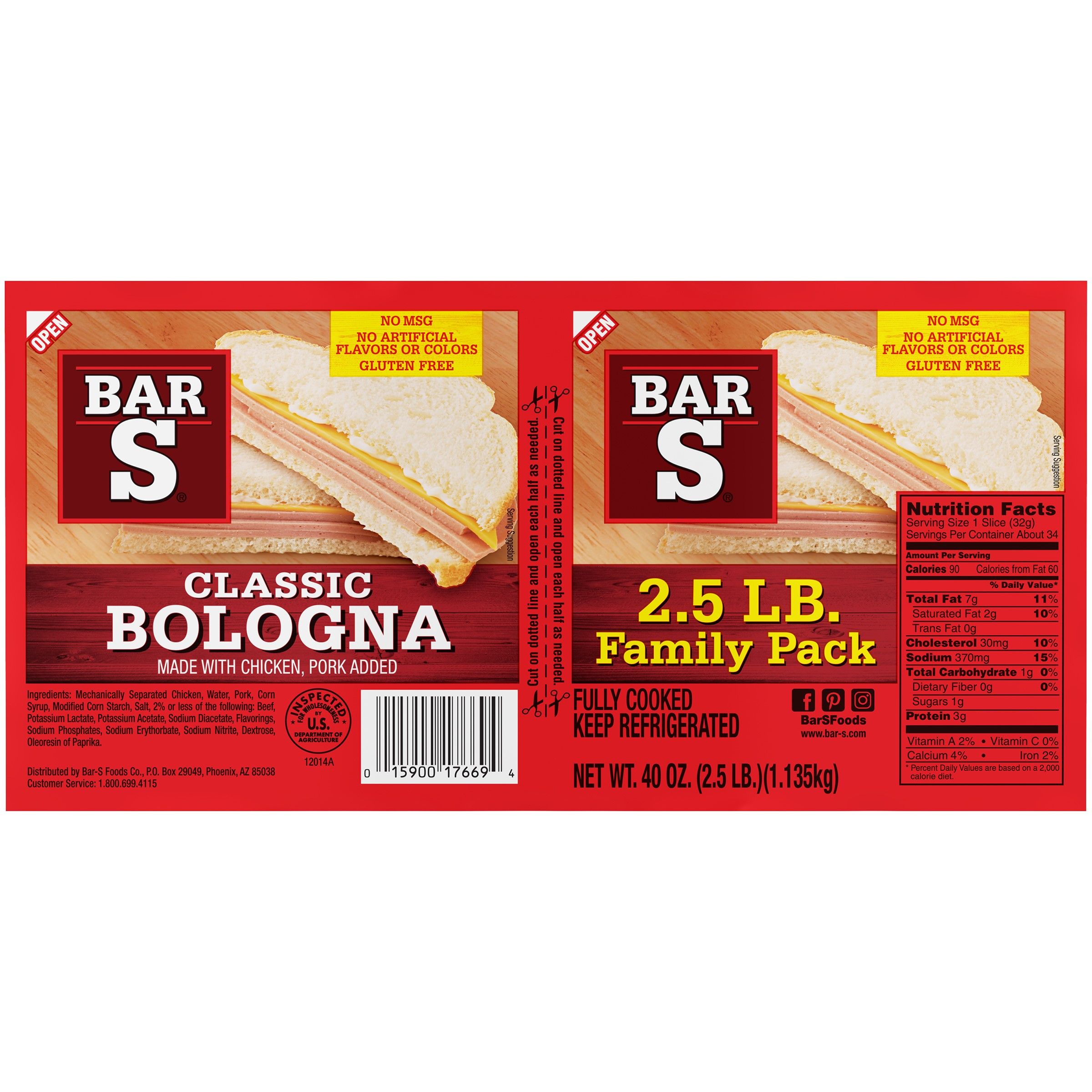 Bar-S Classic Bologna 2.5 lb. Family Pack
